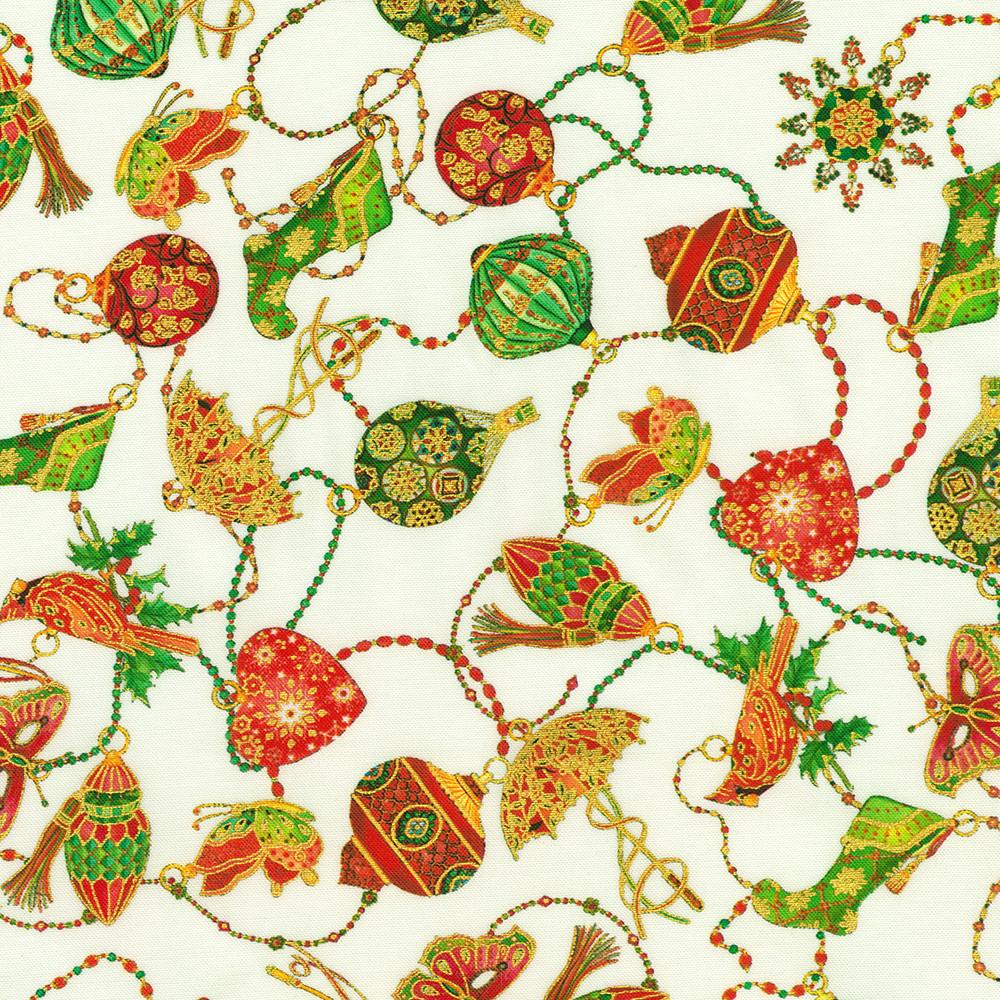robert kaufman fabrics AXUDM-23092-84 CREAM by Parvaneh Holloway from Parvaneh's Jeweled Christmas