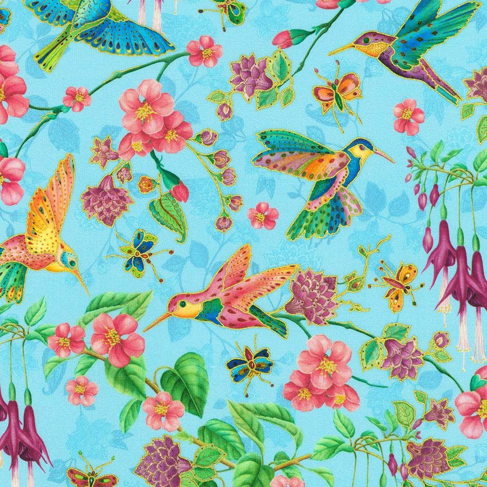 robert kaufman fabrics AXUDM-23377-192 SPRING by Parvaneh Holloway from Parvaneh's Hummingbirds