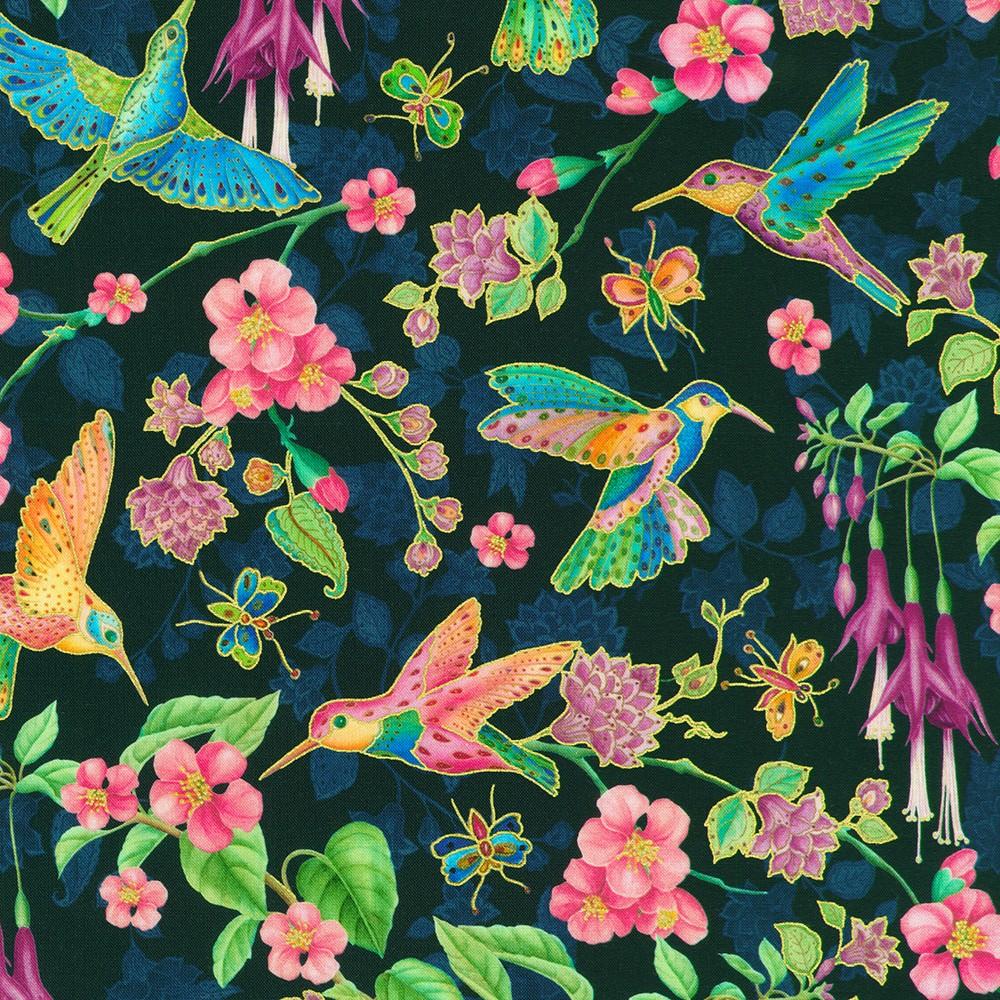 robert kaufman fabrics AXUDM-23377-231 NIGHTFALL by Parvaneh Holloway from Parvaneh's Hummingbirds