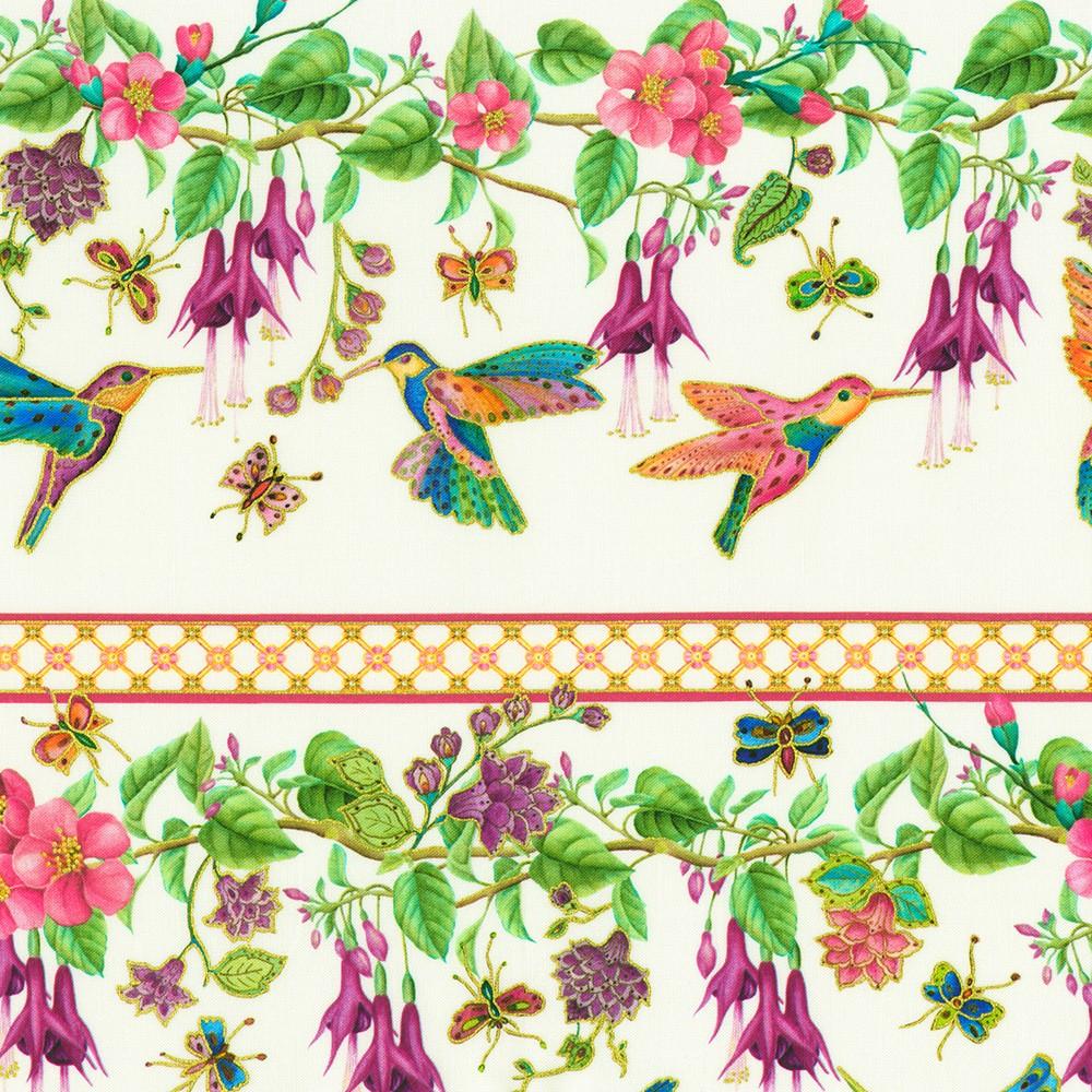 robert kaufman fabrics AXUDM-23378-238 GARDEN by Parvaneh Holloway from Parvaneh's Hummingbirds