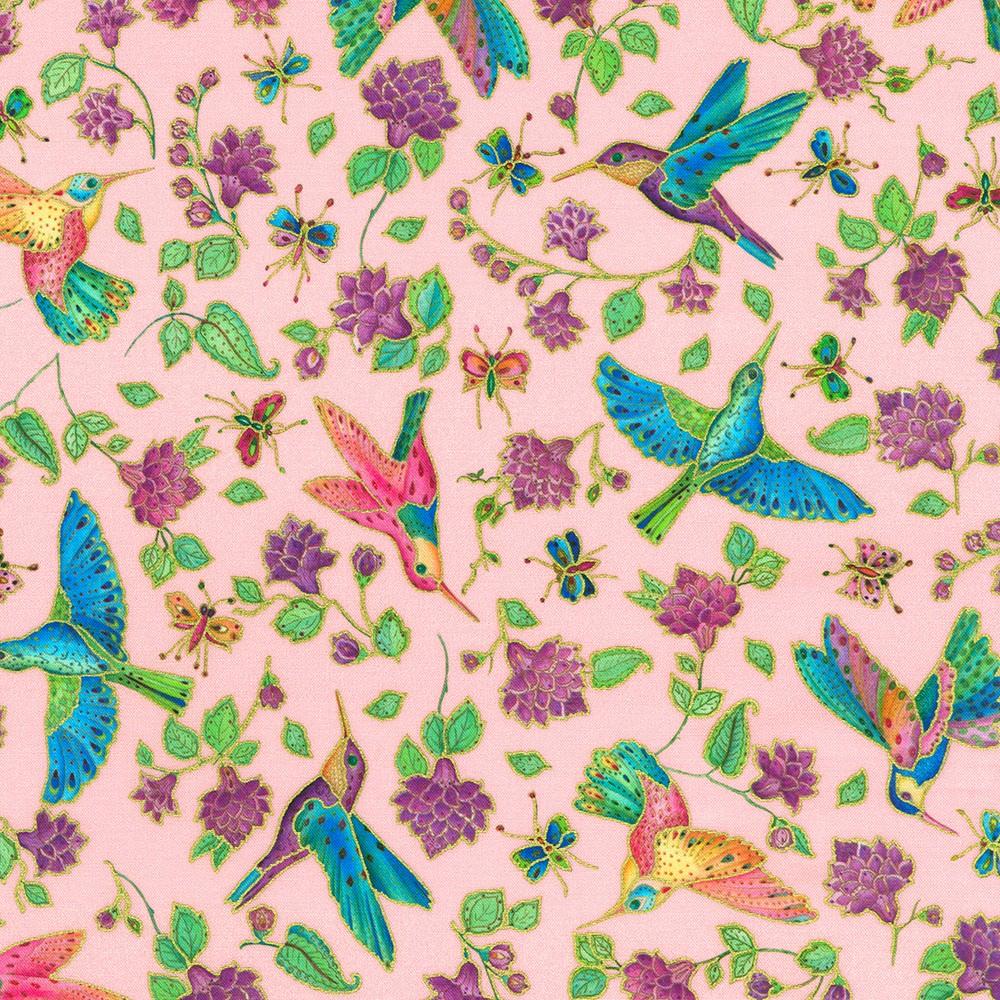 robert kaufman fabrics AXUDM-23379-106 BLOSSOM by Parvaneh Holloway from Parvaneh's Hummingbirds