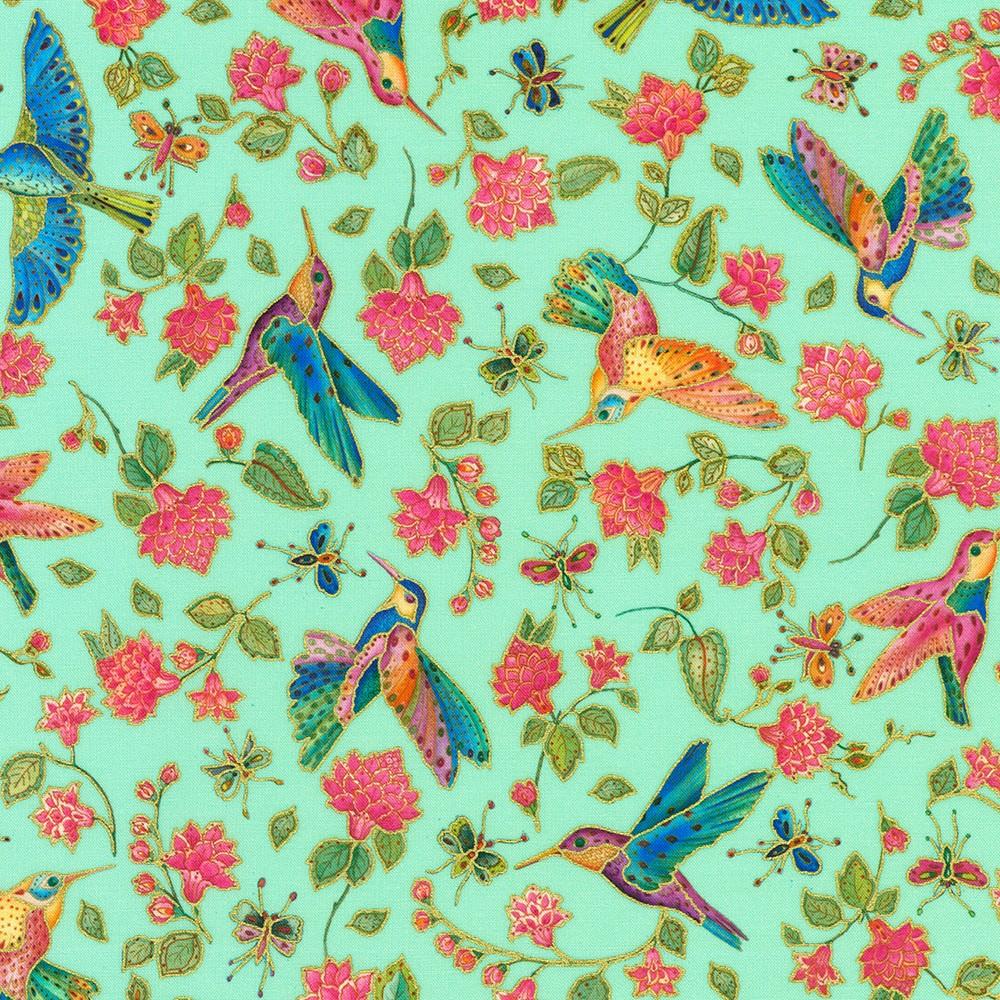 robert kaufman fabrics AXUDM-23379-270 MEADOW by Parvaneh Holloway from Parvaneh's Hummingbirds