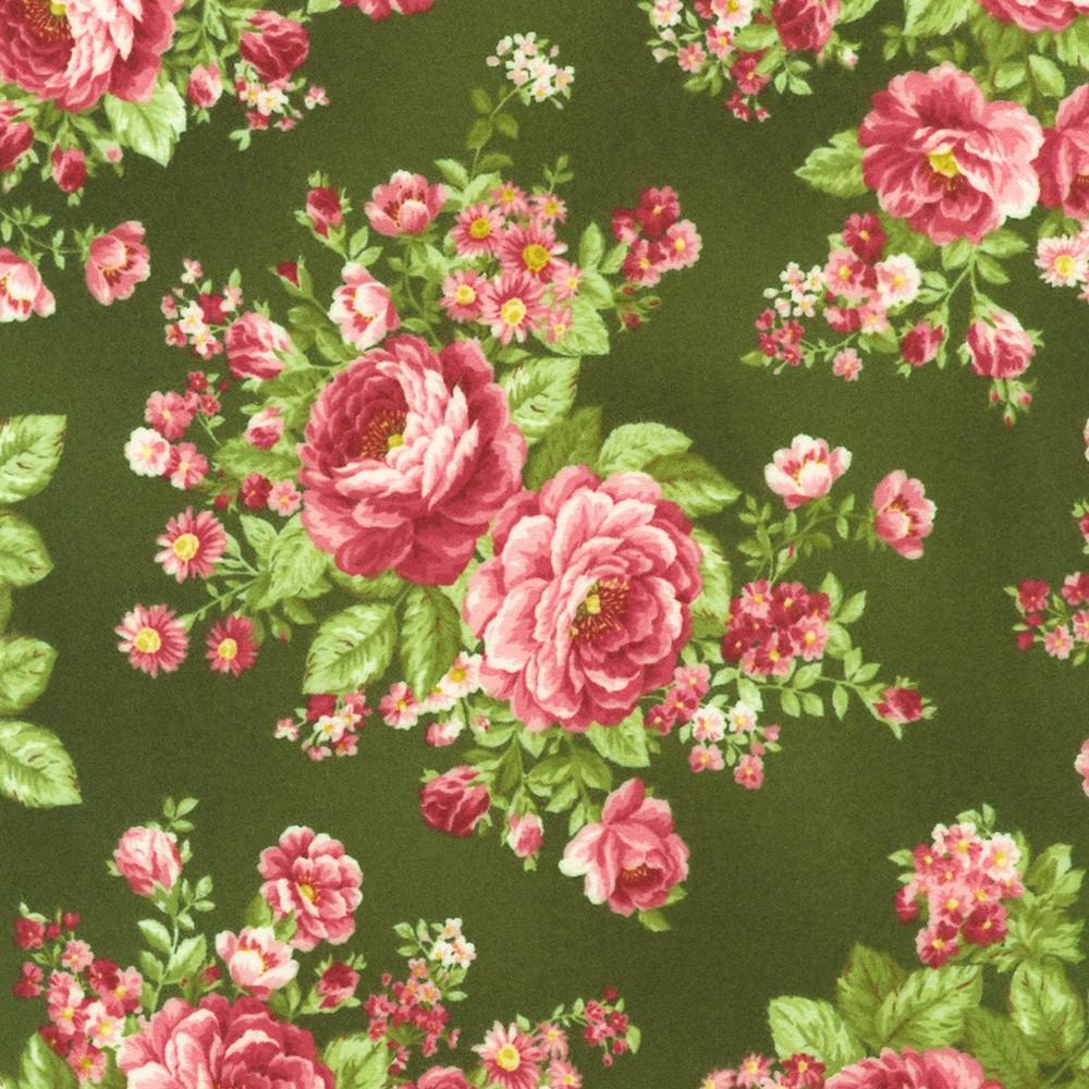 Robert Kaufman Fabrics FLHF-21364-44 FOREST From Bouquet Of Roses Flannel