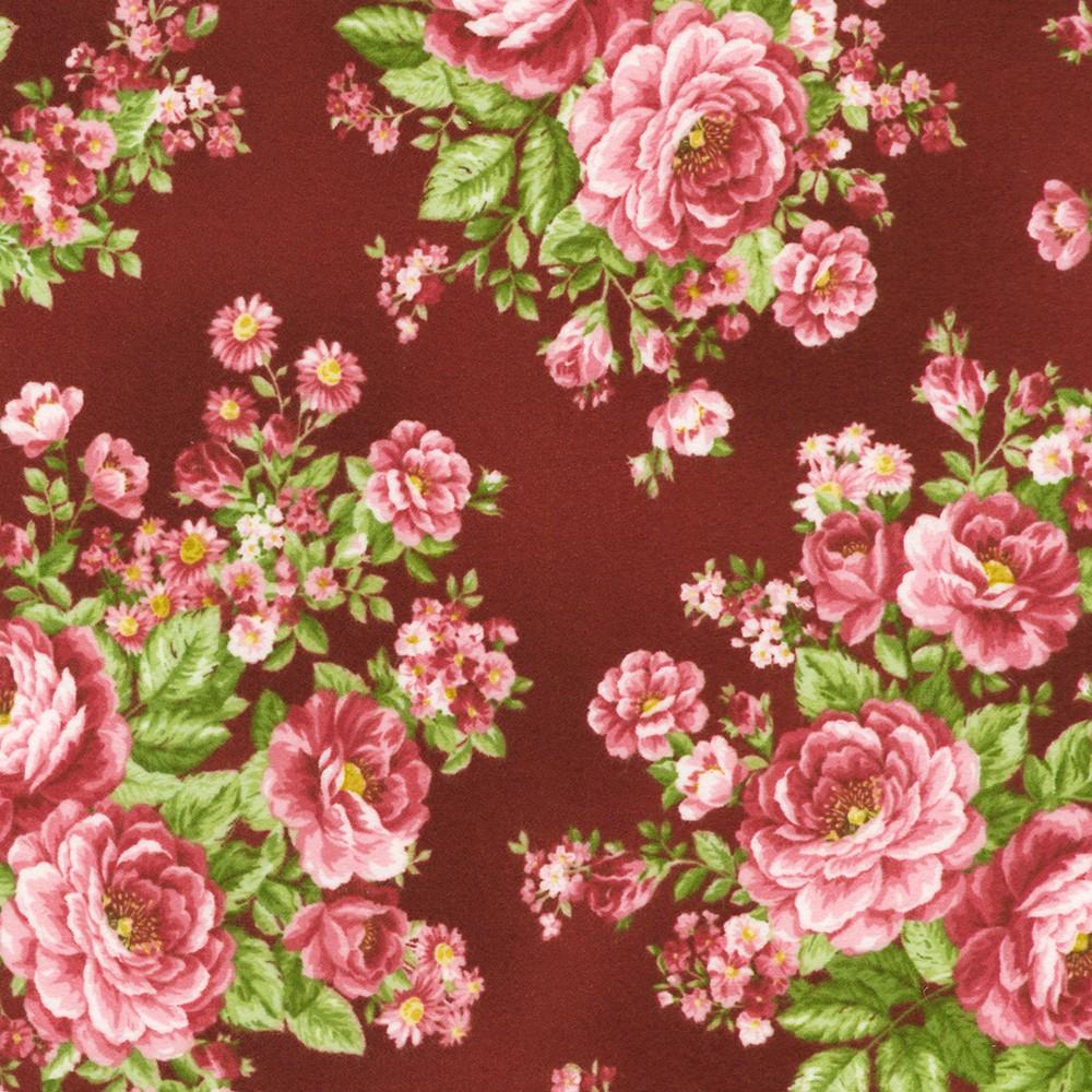 robert kaufman fabrics FLHF-21364-95 BURGUNDY from Bouquet of Roses Flannel
