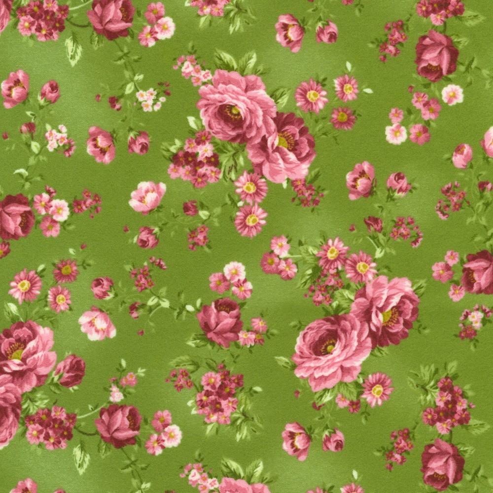robert kaufman fabrics FLHF-21366-270 MEADOW from Bouquet of Roses Flannel