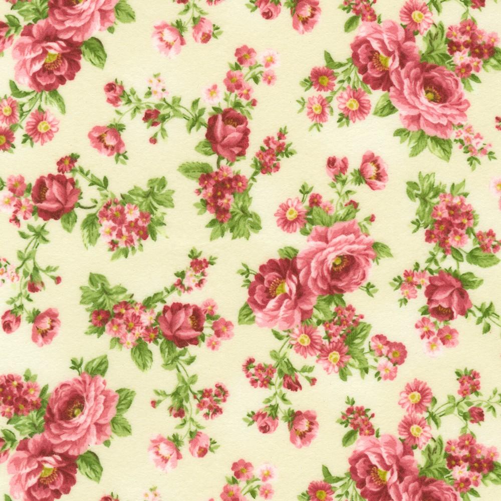 Robert Kaufman Fabrics FLHF-21366-84 CREAM From Bouquet Of Roses Flannel