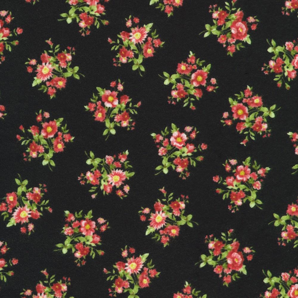 robert kaufman fabrics FLHF-21368-2 BLACK from Bouquet of Roses Flannel