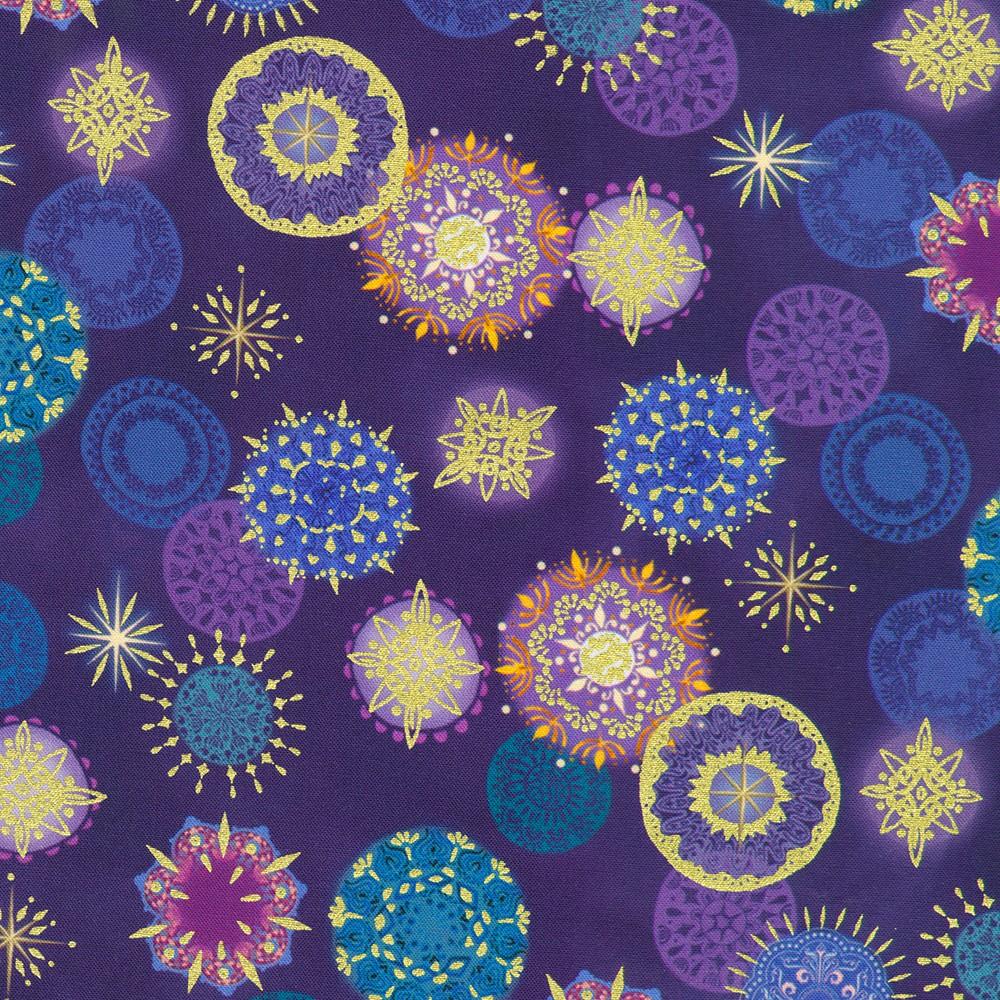 robert kaufman fabrics RRMDM-23729-413 NOBLE PURPLE by Reuben McHugh from Star of Wonder
