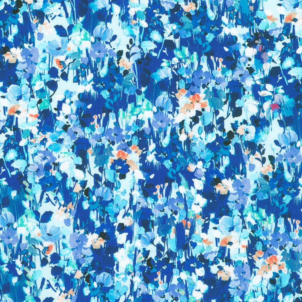 Robert Kaufman Fabrics SRKD-23403-243 CERULEAN From Painterly Petals-Valley