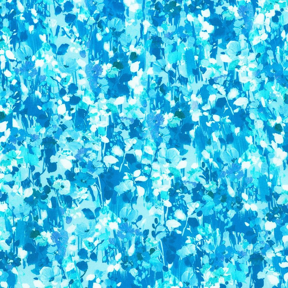robert kaufman fabrics SRKD-23403-4 BLUE from Painterly Petals-Valley