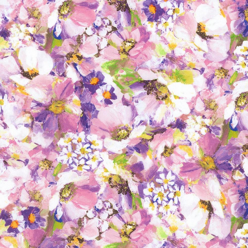 robert kaufman fabrics SRKD-23405-24 PLUM from Painterly Petals-Valley