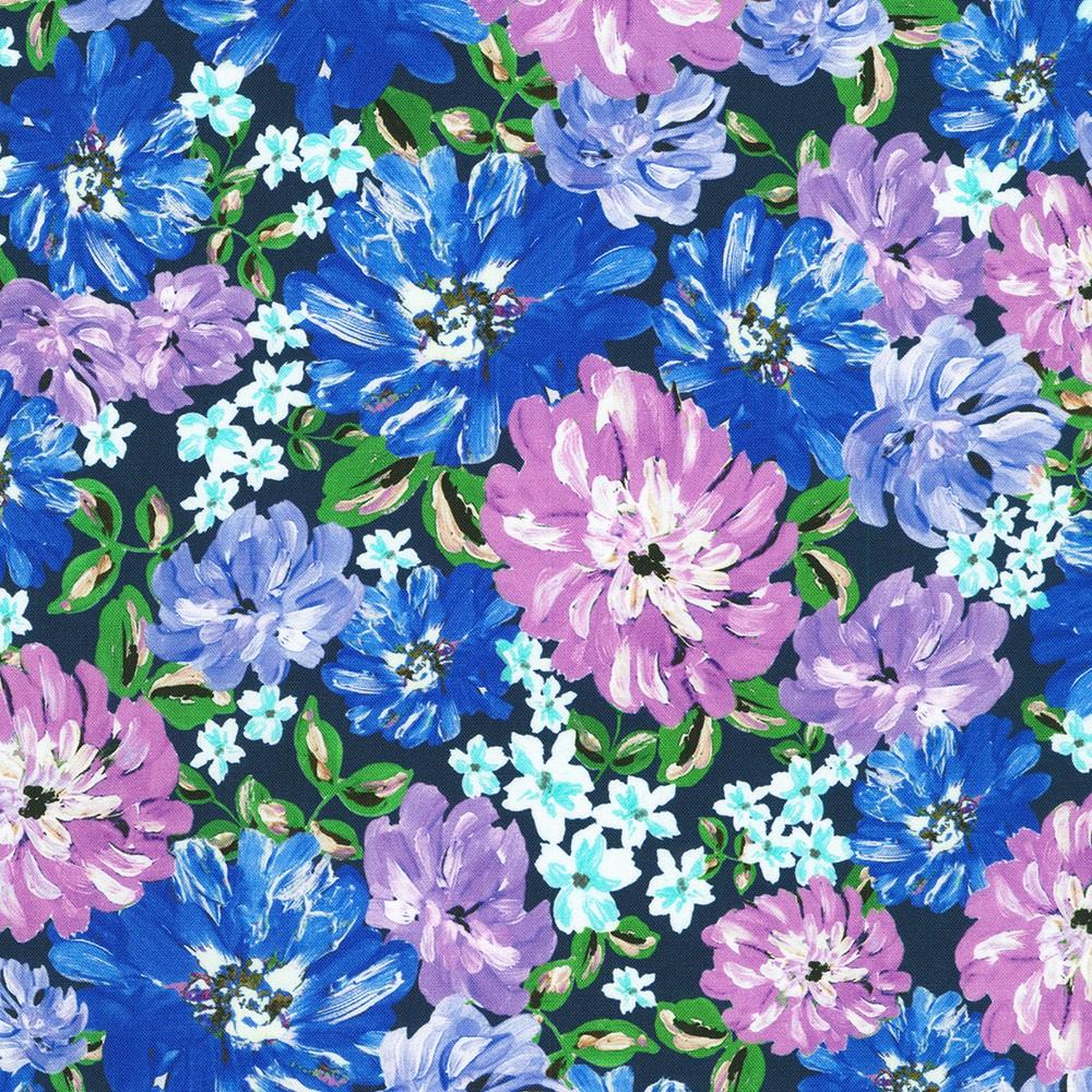 robert kaufman fabrics SRKD-23406-232 WINEBERRY from Painterly Petals-Valley