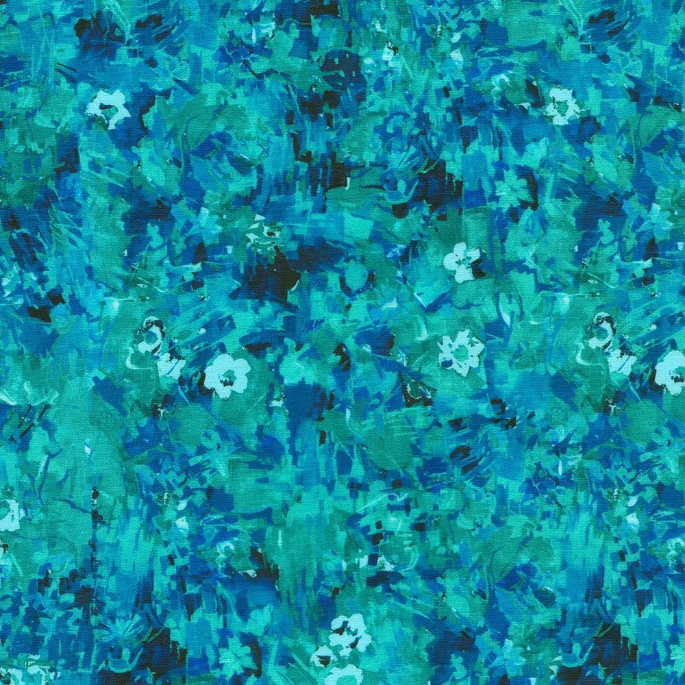 Robert Kaufman Fabrics SRKD-23407-403 TEAL BLUE From Painterly Petals-Valley