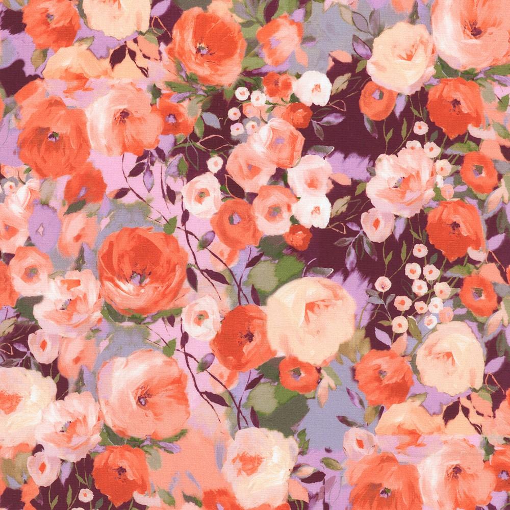 robert kaufman fabrics SRKD-23408-234 WISTERIA from Painterly Petals-Valley