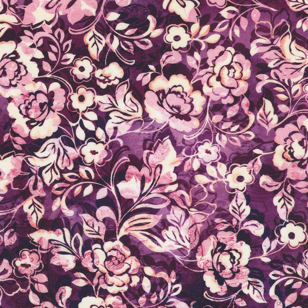 robert kaufman fabrics SRKD-23489-25 EGGPLANT from Baroque Bloom