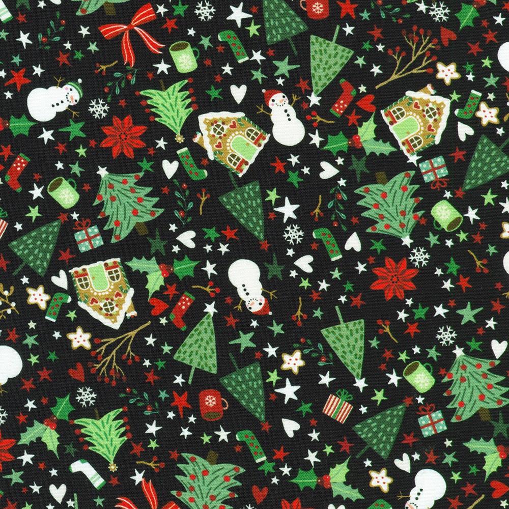 robert kaufman fabrics SRKD-23906-2 BLACK from Tiny Tidings