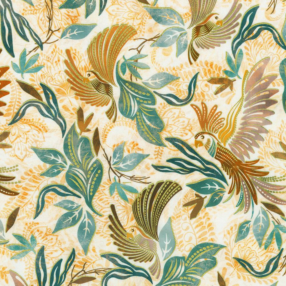 robert kaufman fabrics SRKDM-23156-265 PARCHMENT from Golden Feathers