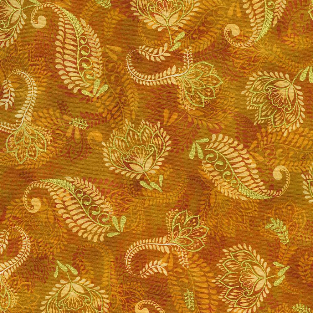 robert kaufman fabrics SRKDM-23157-322 ORANGE SPICE from Golden Feathers