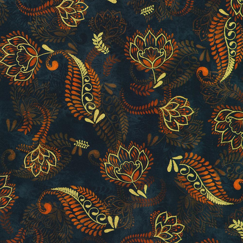 robert kaufman fabrics SRKDM-23157-9 NAVY from Golden Feathers