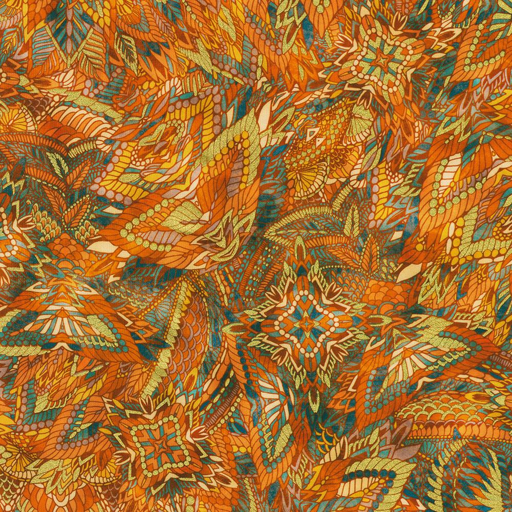 robert kaufman fabrics SRKDM-23158-141 SAFFRON from Golden Feathers