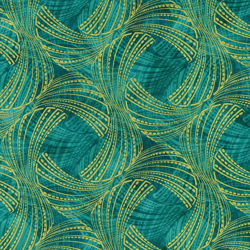 robert kaufman fabrics SRKDM-23159-213 TEAL from Golden Feathers