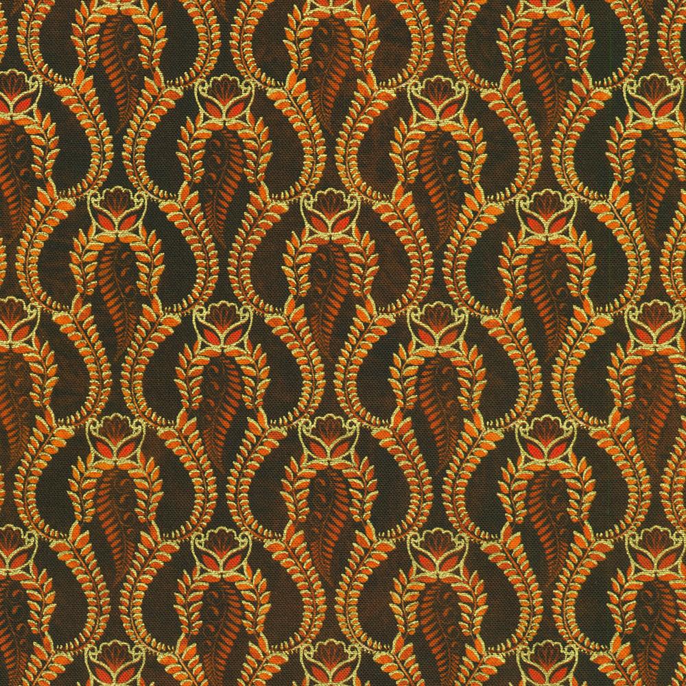 robert kaufman fabrics SRKDM-23160-222 REDWOOD from Golden Feathers