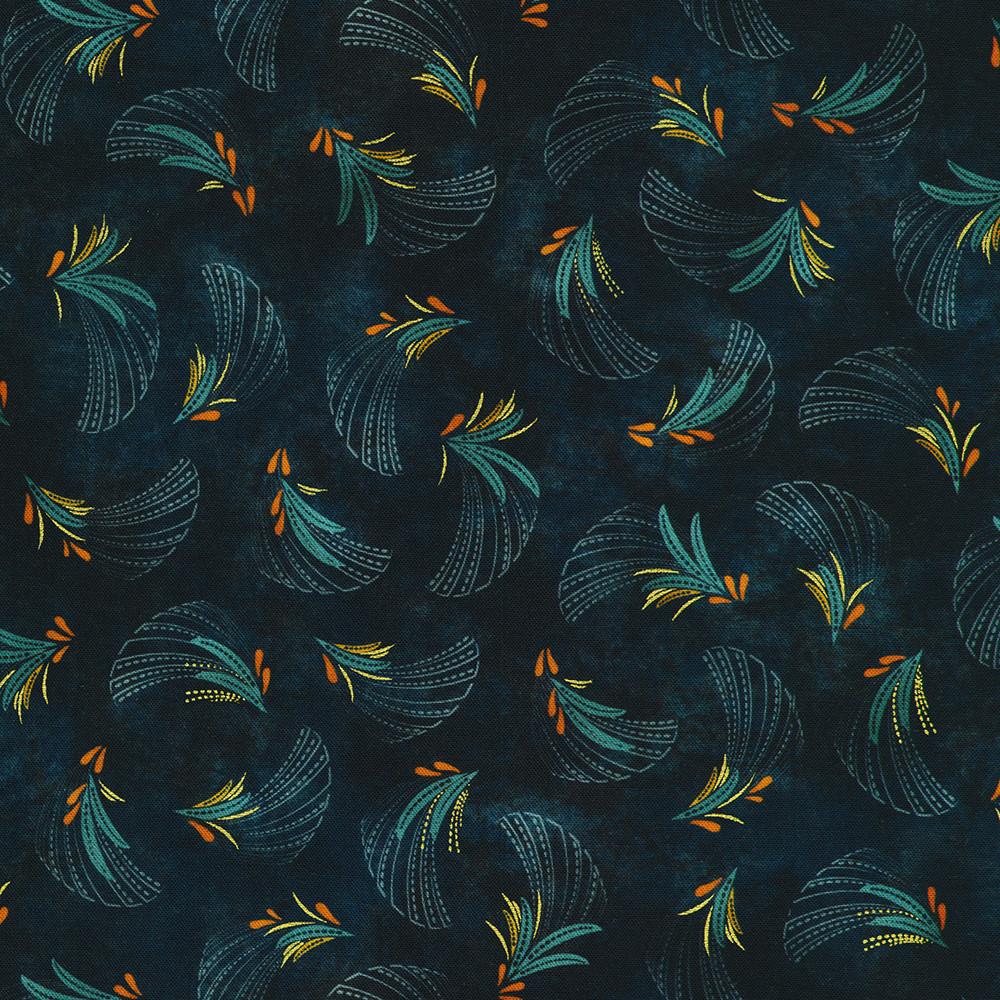 robert kaufman fabrics SRKDM-23161-9 NAVY from Golden Feathers