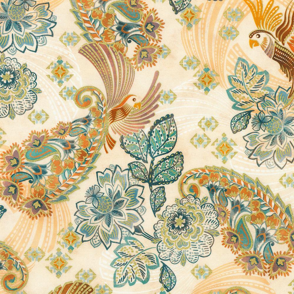 robert kaufman fabrics SRKDM-23178-265 PARCHMENT from Golden Feathers