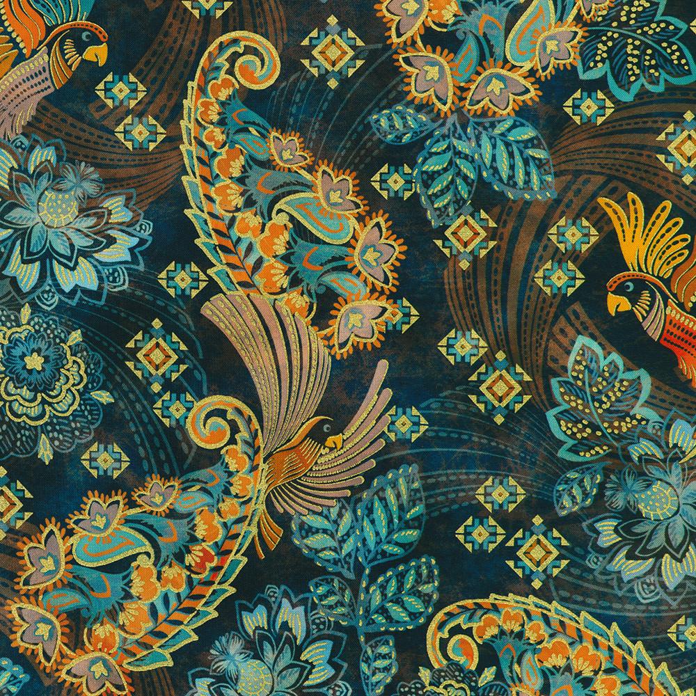 robert kaufman fabrics SRKDM-23178-9 NAVY from Golden Feathers
