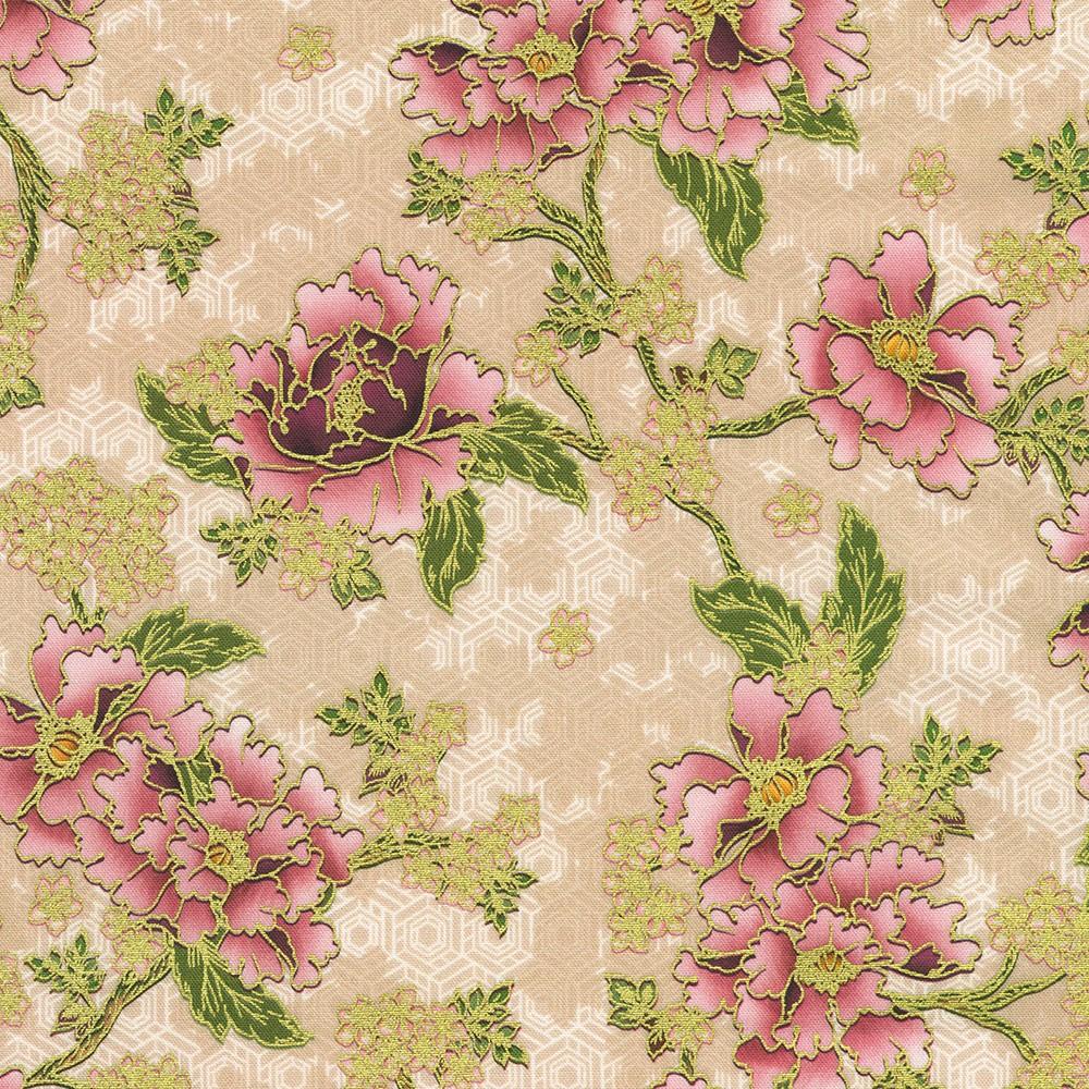 robert kaufman fabrics SRKDM-23503-416 PEARL PINK from Imperial Collection - Graceful Cranes
