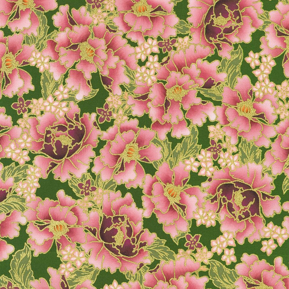 robert kaufman fabrics SRKDM-23505-45 MOSS from Imperial Collection - Graceful Cranes