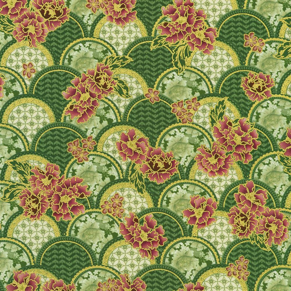 robert kaufman fabrics SRKDM-23506-51 JADE from Imperial Collection - Graceful Cranes