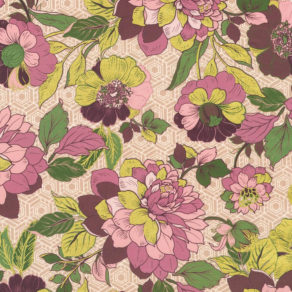 robert kaufman fabrics SRKDM-23507-416 PEARL PINK from Imperial Collection - Graceful Cranes