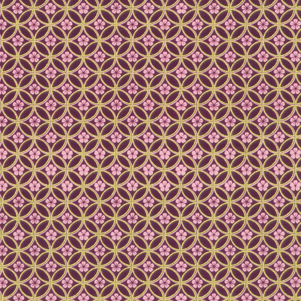 robert kaufman fabrics SRKDM-23512-24 PLUM from Imperial Collection - Graceful Cranes