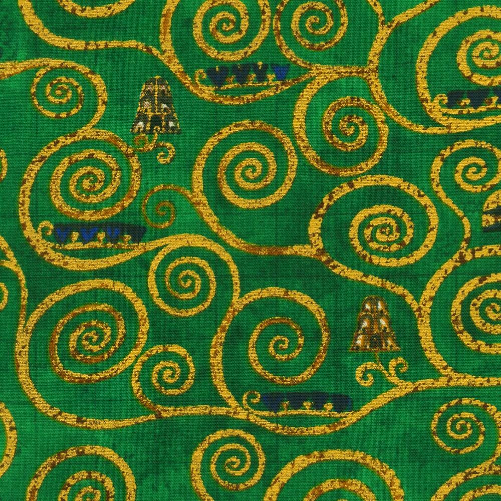 robert kaufman fabrics SRKM-21350-7 GREEN from Gustav Klimt
