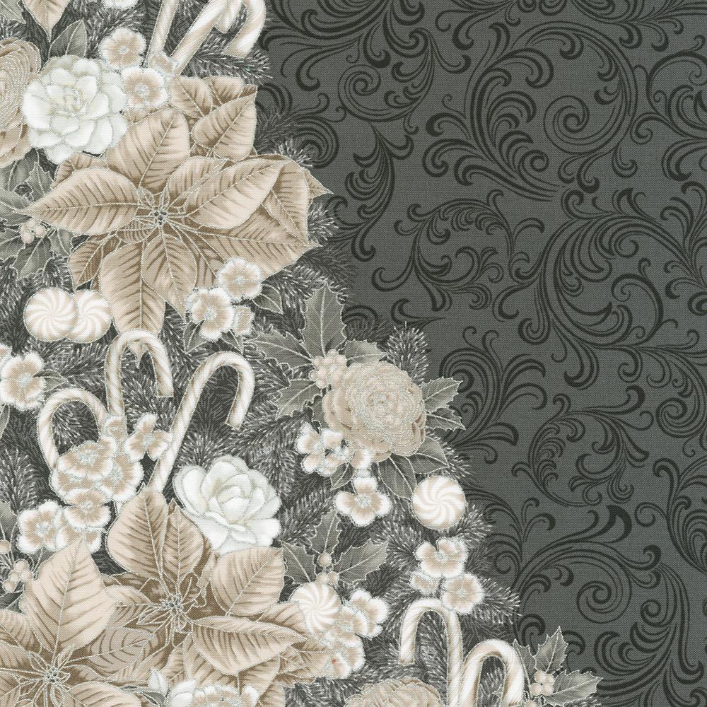 robert kaufman fabrics SRKM-22944-305 GRAPHITE from Holiday Flourish-Peppermint Twist