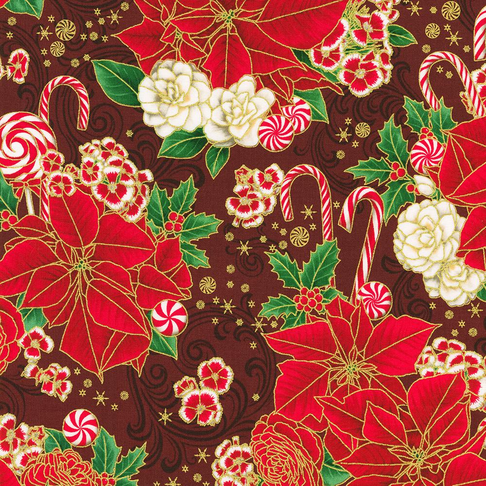 robert kaufman fabrics SRKM-22945-113 CRANBERRY from Holiday Flourish-Peppermint Twist