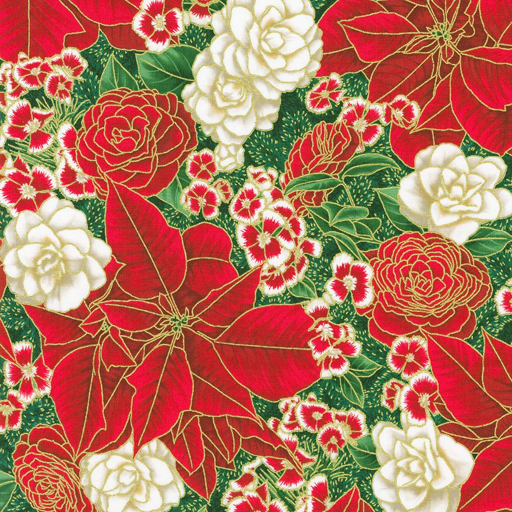 robert kaufman fabrics SRKM-22946-274 PINE from Holiday Flourish-Peppermint Twist