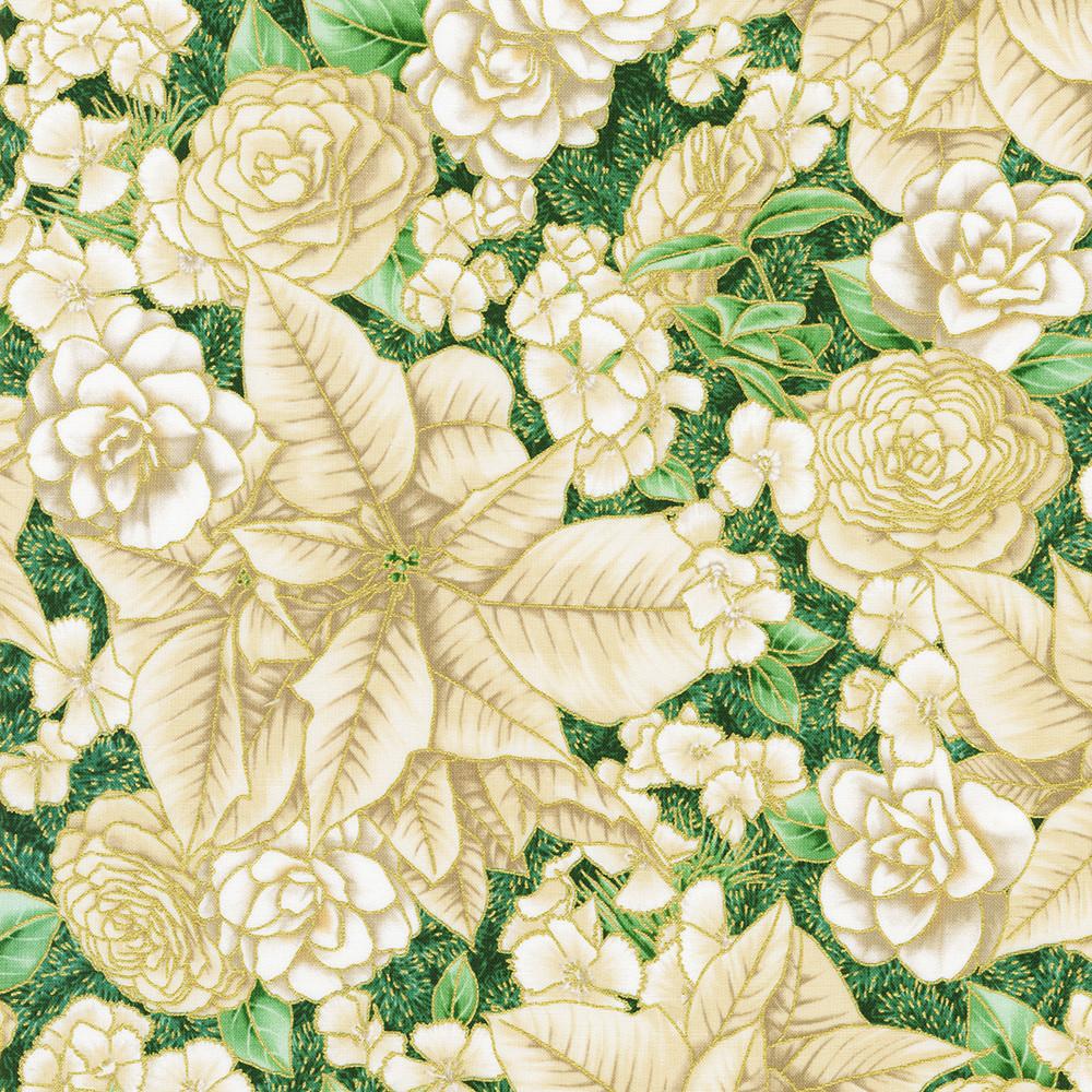 Robert Kaufman Fabrics SRKM-22946-84 CREAM From Holiday Flourish-Peppermint Twist