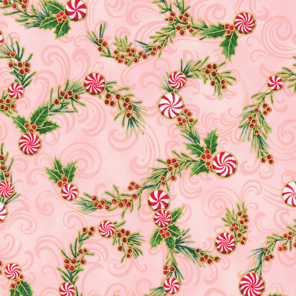 Robert Kaufman Fabrics SRKM-22947-122 CAMELLIA From Holiday Flourish-Peppermint Twist