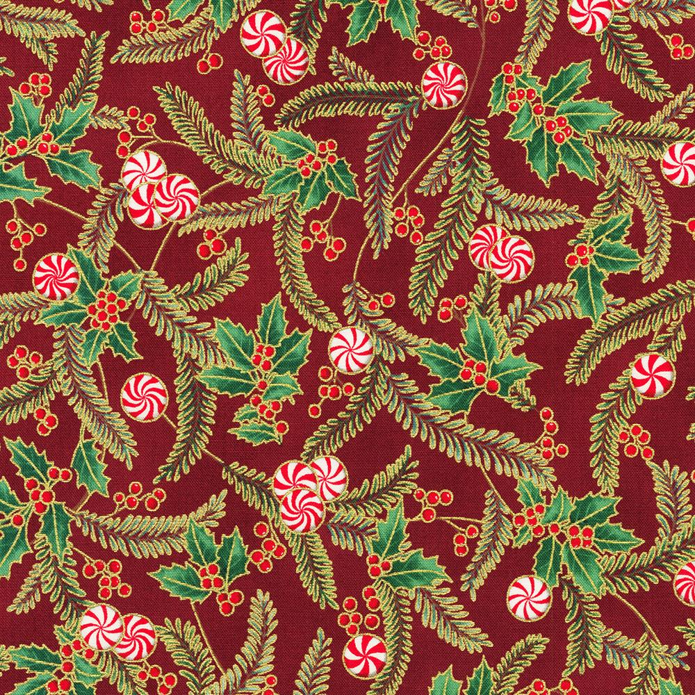 robert kaufman fabrics SRKM-22948-113 CRANBERRY from Holiday Flourish-Peppermint Twist