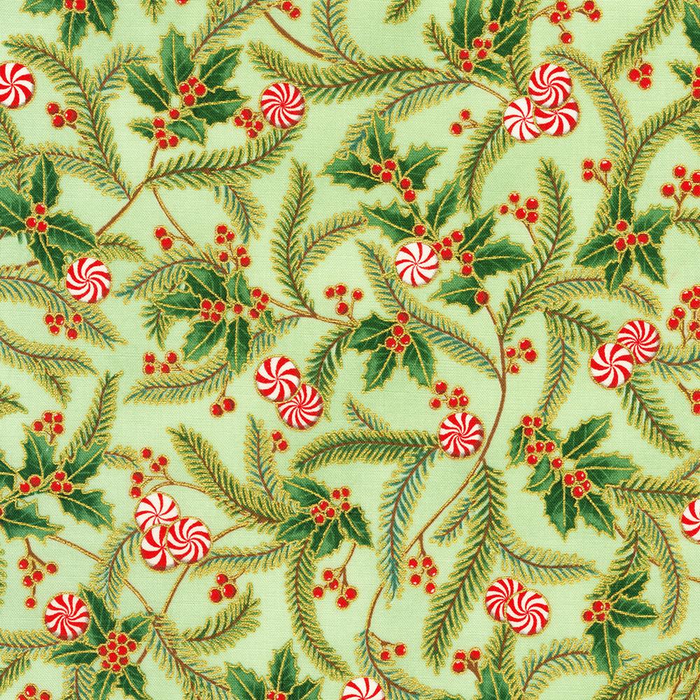 robert kaufman fabrics SRKM-22948-34 SAGE from Holiday Flourish-Peppermint Twist