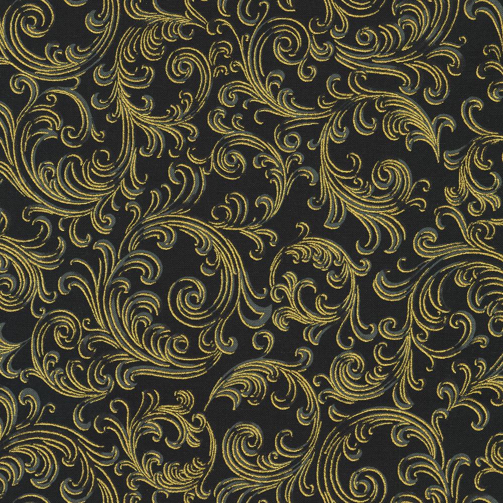 Robert Kaufman Fabrics SRKM-22949-2 BLACK From Holiday Flourish-Peppermint Twist