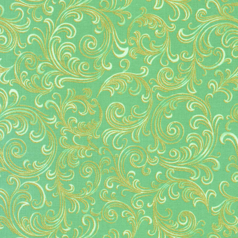 robert kaufman fabrics SRKM-22949-34 SAGE from Holiday Flourish-Peppermint Twist