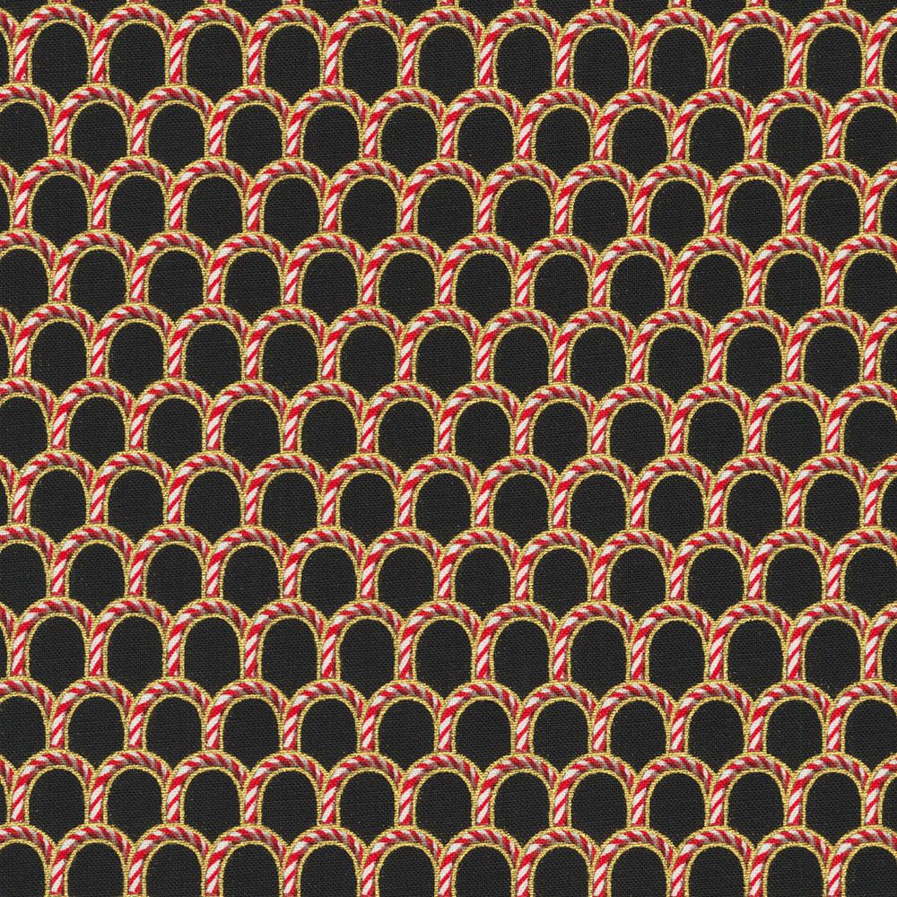 robert kaufman fabrics SRKM-22952-2 BLACK from Holiday Flourish-Peppermint Twist