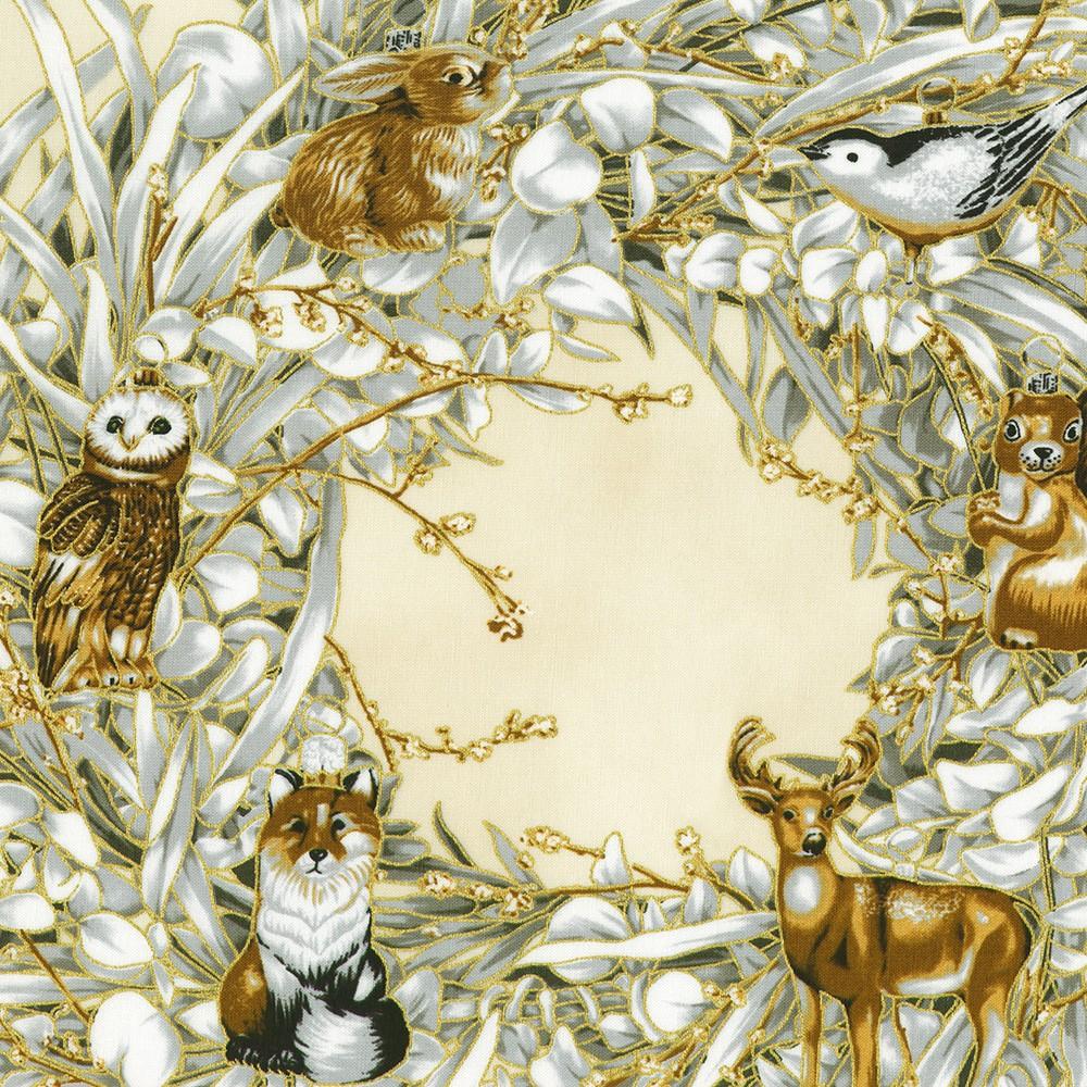 robert kaufman fabrics SRKM-23698-84 CREAM from Holiday Flourish - Forest Glen