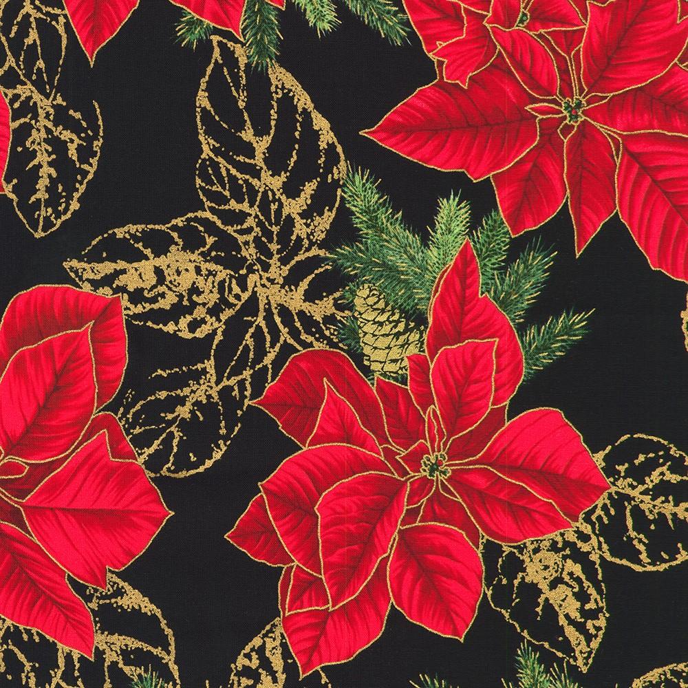 robert kaufman fabrics SRKM-23700-2 BLACK from Holiday Flourish - Forest Glen