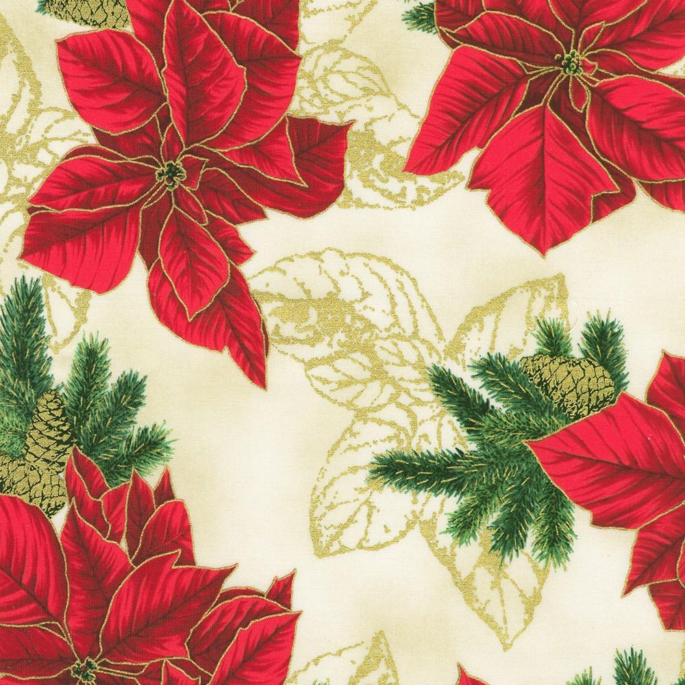 robert kaufman fabrics SRKM-23700-84 CREAM from Holiday Flourish - Forest Glen