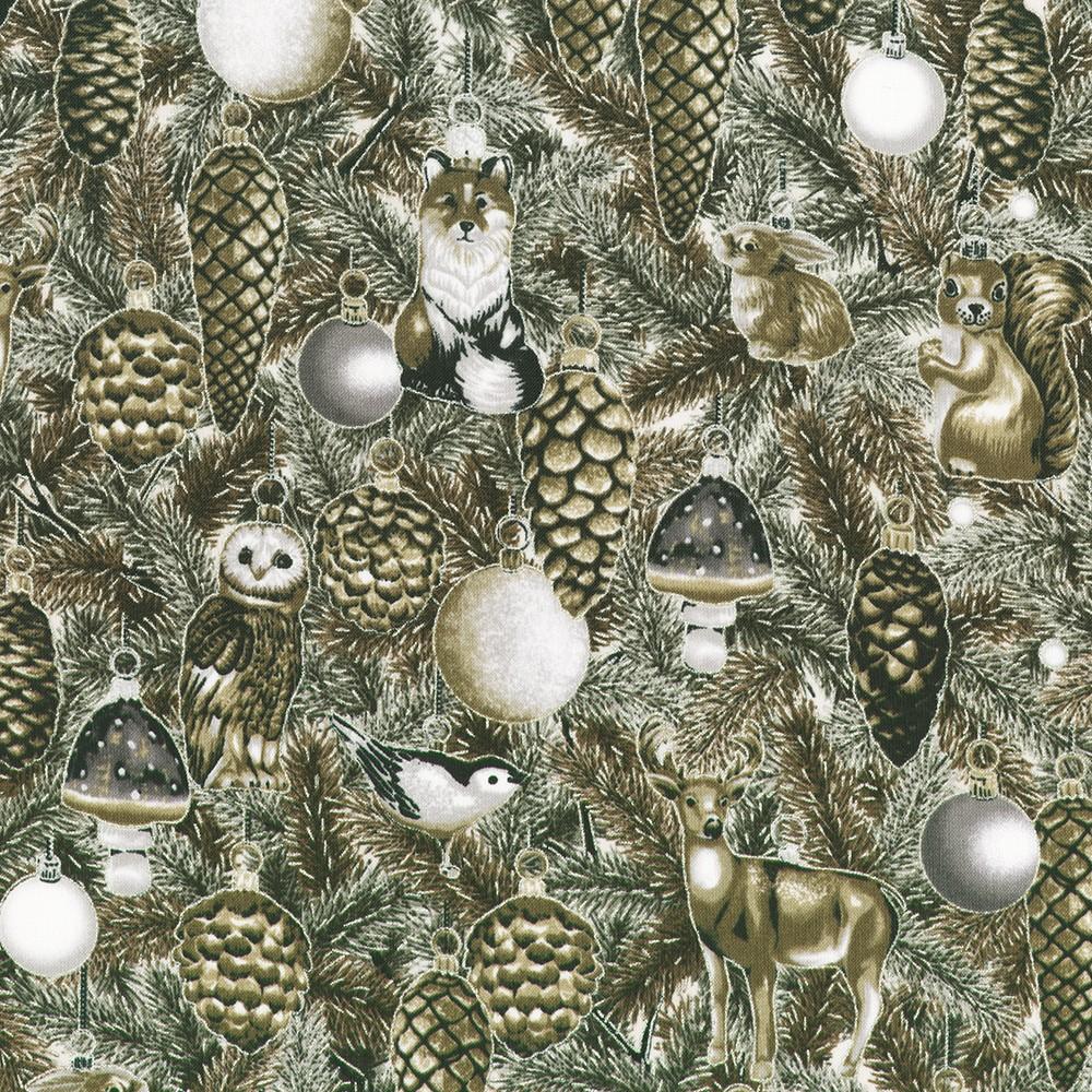 robert kaufman fabrics SRKM-23701-160 TAUPE from Holiday Flourish - Forest Glen