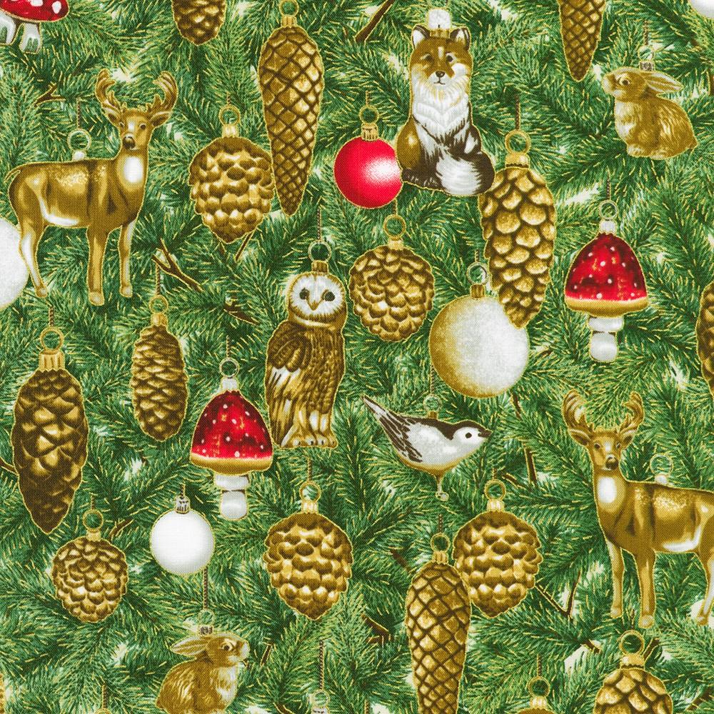 robert kaufman fabrics SRKM-23701-268 NATURE from Holiday Flourish - Forest Glen